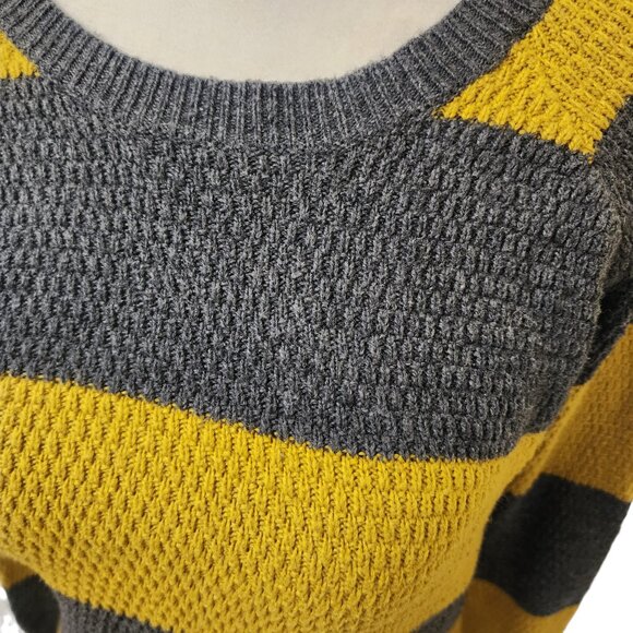 Madewell Knit Grey Mustard Yellow Striped Sweater Women's XS - Picture 4 of 8